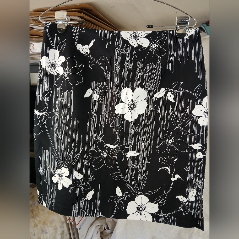 Black and White Floral Skirt